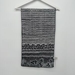 Robinson Golluber Vintage Black Multi Pattern Rectangle Scarf Lightweight Japan